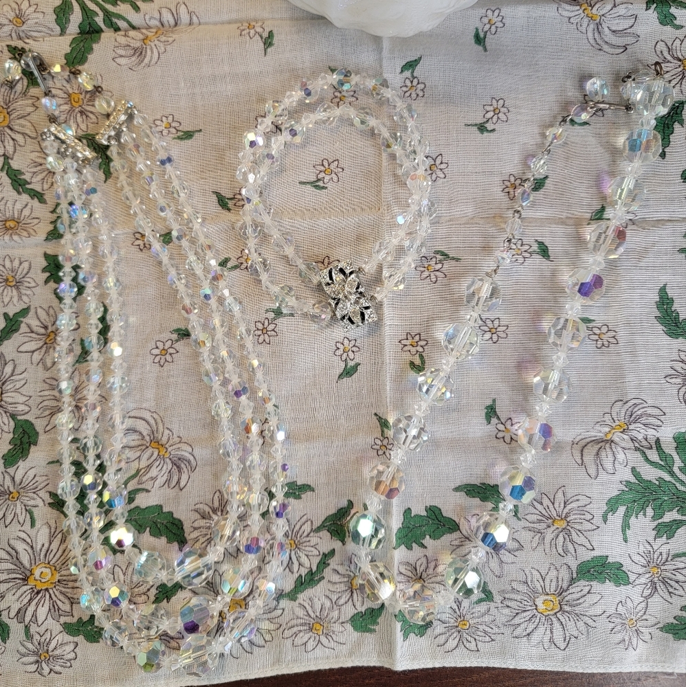Mid Century Aurora Beaded Necklaces and  Bracelet